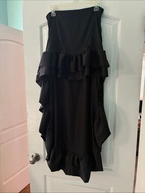 Black Ruffle Midi skirt for Women
